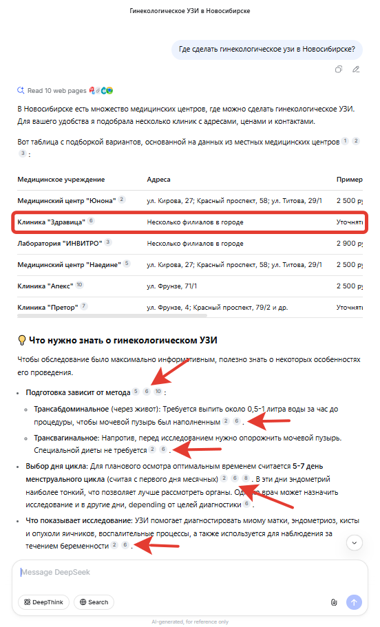 Выдача в Deepseek по запросу Где сделать гинекологическое узи в Новосибирске.png